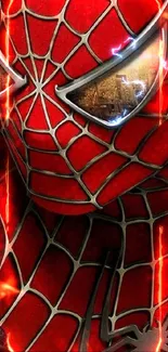 Vibrant superhero wearing detailed red suit in mobile wallpaper.