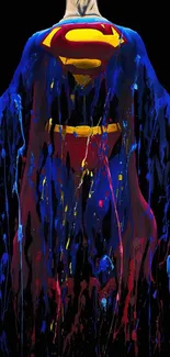 Colorful superhero paint splatter wallpaper with vibrant, artistic design.