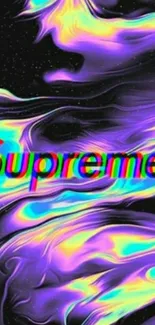 Purple and neon fluid abstract Supreme wallpaper.