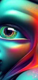 Vibrant and surreal eye art wallpaper with colorful abstract design.