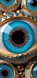 Abstract mobile wallpaper with surreal blue eye design