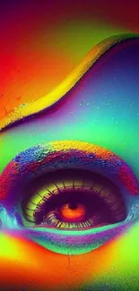 Vibrant surreal eye with colorful abstract design.