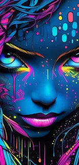 Surreal neon portrait with vibrant colors