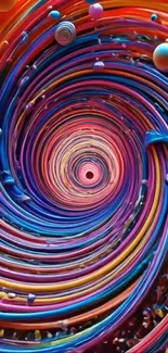 Colorful abstract swirl art mobile wallpaper with vibrant hues.