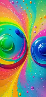 Vibrant multicolor abstract swirl wallpaper with neon hues.