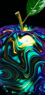 Colorful swirl apple art mobile wallpaper.
