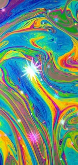 Colorful swirl art wallpaper with vibrant patterns.