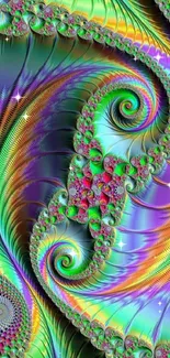 Colorful vibrant fractal swirl wallpaper for phone.