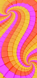 Vibrant psychedelic swirl with pink, orange, and yellow patterns