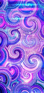 Colorful swirl pattern wallpaper with vivid blue and purple hues.