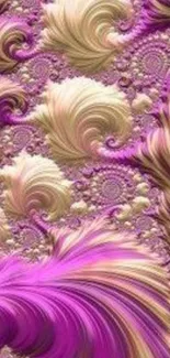 Pink abstract swirl wallpaper with intricate patterns.