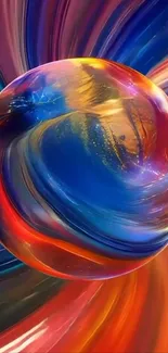 Vibrant sphere with swirling colorful patterns
