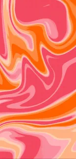 Vibrant pink and orange swirl wallpaper design.