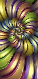 Colorful 3D abstract art with vibrant swirling design in golden and purple tones.