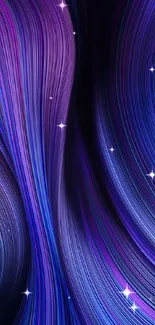 Vibrant swirling abstract wallpaper in blue and purple.