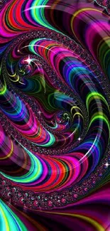 Vibrant swirling fractal art with colorful psychedelic patterns.