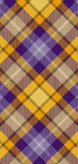 Vibrant tartan phone wallpaper with geometric plaid design.