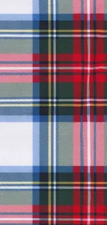 Vibrant tartan plaid wallpaper in red, blue, and green checkered design.