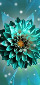 Teal flower mobile wallpaper with vibrant petals.