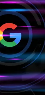 Dynamic tech logo wallpaper with vibrant colors.