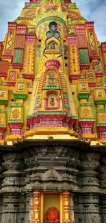 Colorful temple facade with intricate designs.