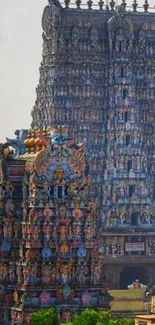 Colorful Indian temple with intricate sculptures.