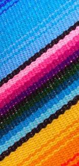 Vibrant textile pattern with colorful woven stripes.