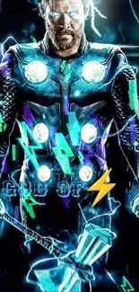 Electrifying superhero character with lightning effects in vibrant colors.