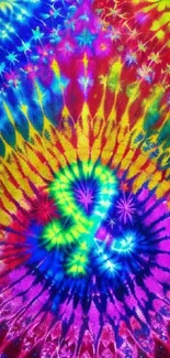 Vibrant tie-dye wallpaper with a colorful, swirling pattern.