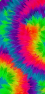 Colorful tie-dye neon swirl phone wallpaper.