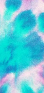 Vibrant teal and purple tie-dye phone wallpaper design.