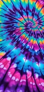 Colorful tie-dye spiral mobile wallpaper.