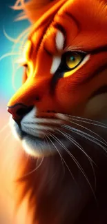 Vibrant digital painting of a tiger with orange and blue hues.