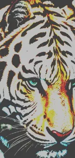 Vibrant stylized tiger artwork with bold colors.