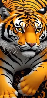 Bold and vibrant tiger art wallpaper for mobile devices.