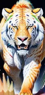 Vivid tiger artwork with bold colors and dynamic design.