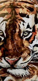 Watercolor-style tiger portrait wallpaper in vibrant hues.