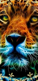 Colorful neon tiger design wallpaper.