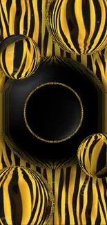 Tiger stripe pattern wallpaper with bold yellow and black.