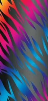 Vibrant tiger stripes with neon colors, perfect for mobile wallpaper.