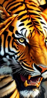 Dynamic tiger wallpaper with vivid orange and black stripes