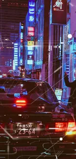 Neon-lit Tokyo street at night showcasing vibrant city life.