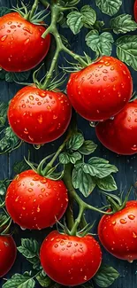 Vibrant red tomatoes on the vine wallpaper