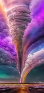 Vibrant tornado-themed wallpaper with colorful, artistic design.