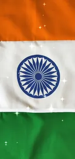 Tricolor Indian flag with Ashoka Chakra design for mobile wallpaper.