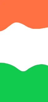 Vibrant tricolor wave wallpaper in orange, white, and green hues for mobile.