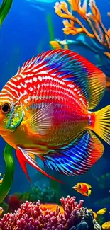 Colorful tropical fish and coral underwater scene.