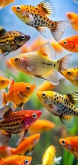 Vibrant tropical fish swimming in an aquarium.
