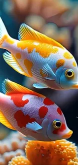 Tropical fish swimming in a coral reef