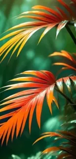Vibrant tropical leaves in a lush green setting.